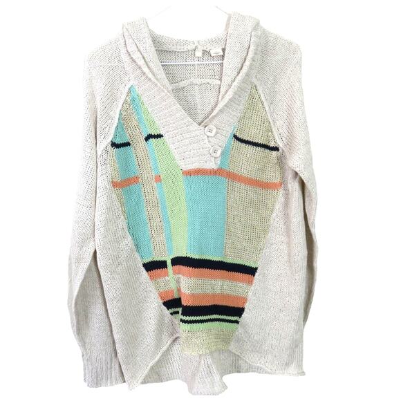 Moth Loose Knit Printed Hooded Sweater - Women's Small - Picture 1 of 6